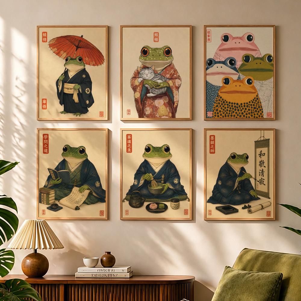 Japanese For Lifestyle - วัฒนธรรมญี่ปุ่น กบ ไลฟ์สไตล์ ภาพวาด ภาพเขียนตัวอักษร โปสเตอร์ผ้าใบ